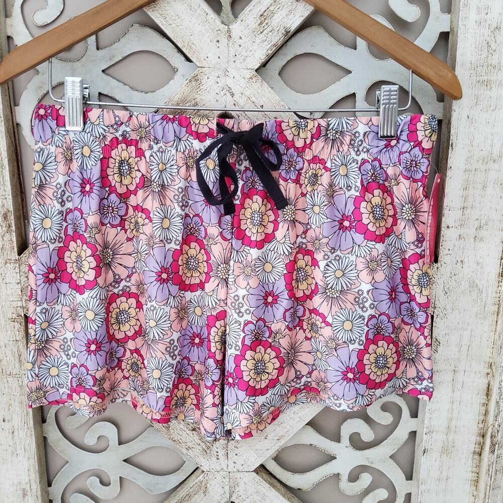 Dollhouse Women's Drawstring Elastic Waist Pajama Shorts Sleepwear Floral
